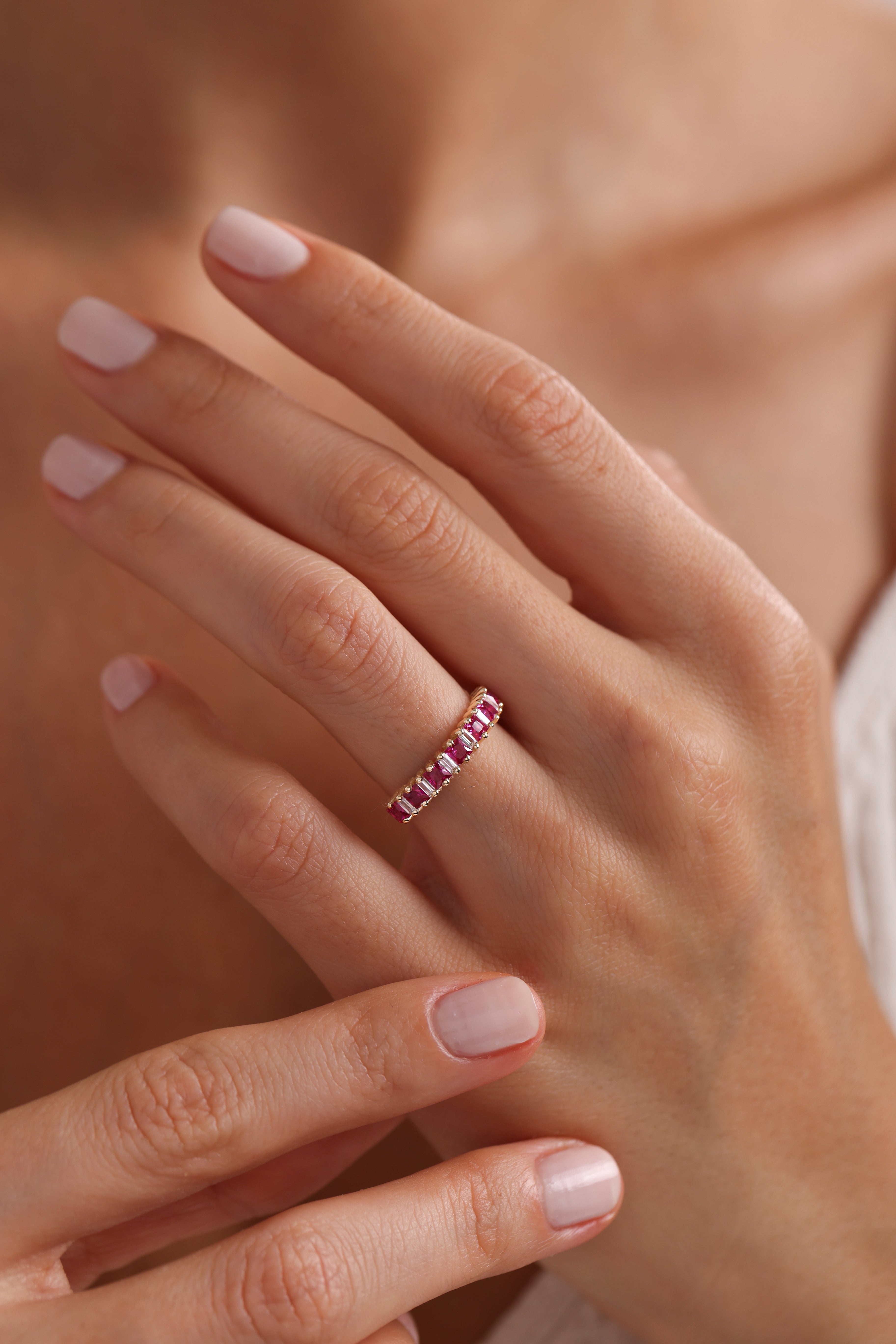 14k Gold Ruby Baguette Ring