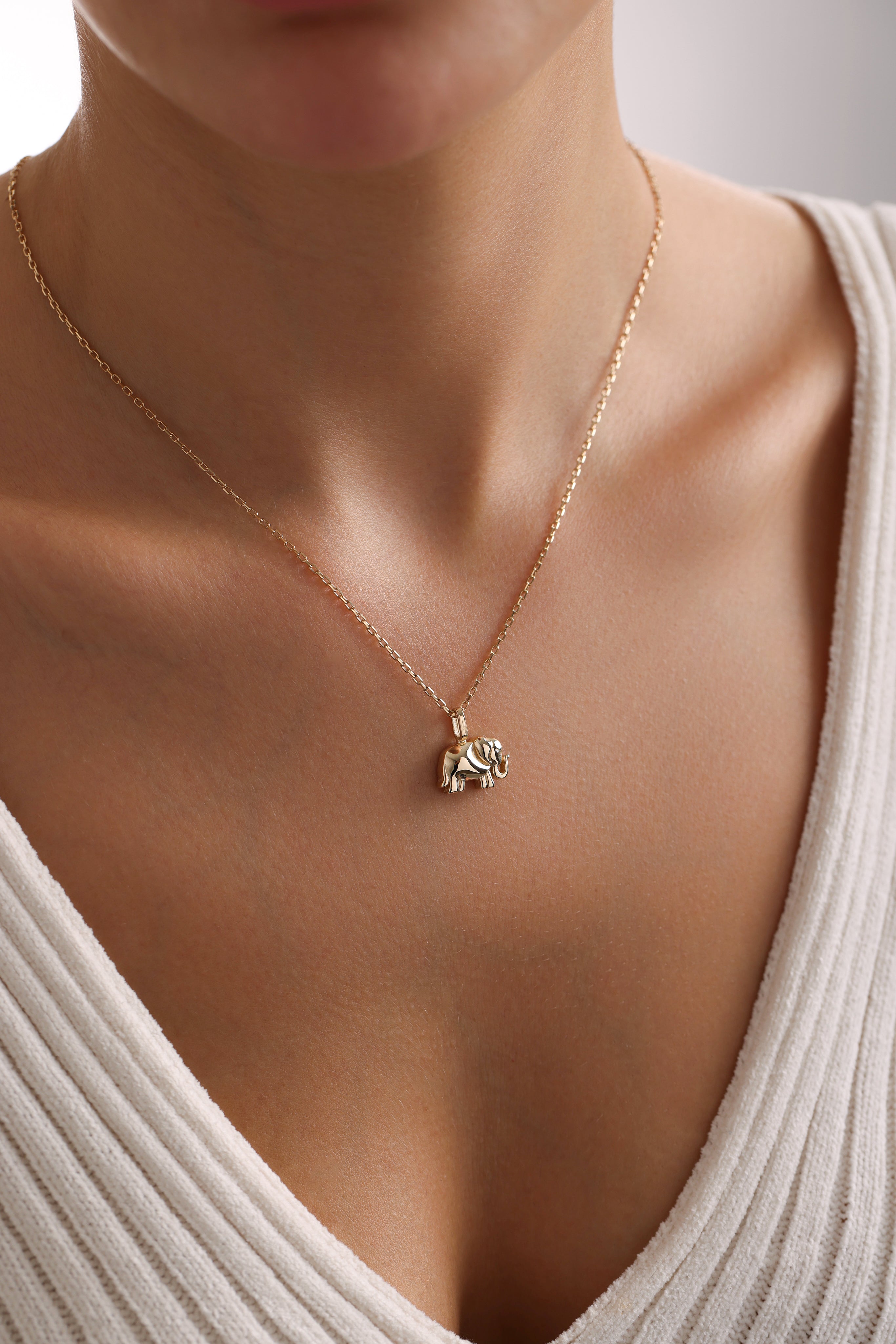 14k Gold Cremation Urn Elephant Necklace