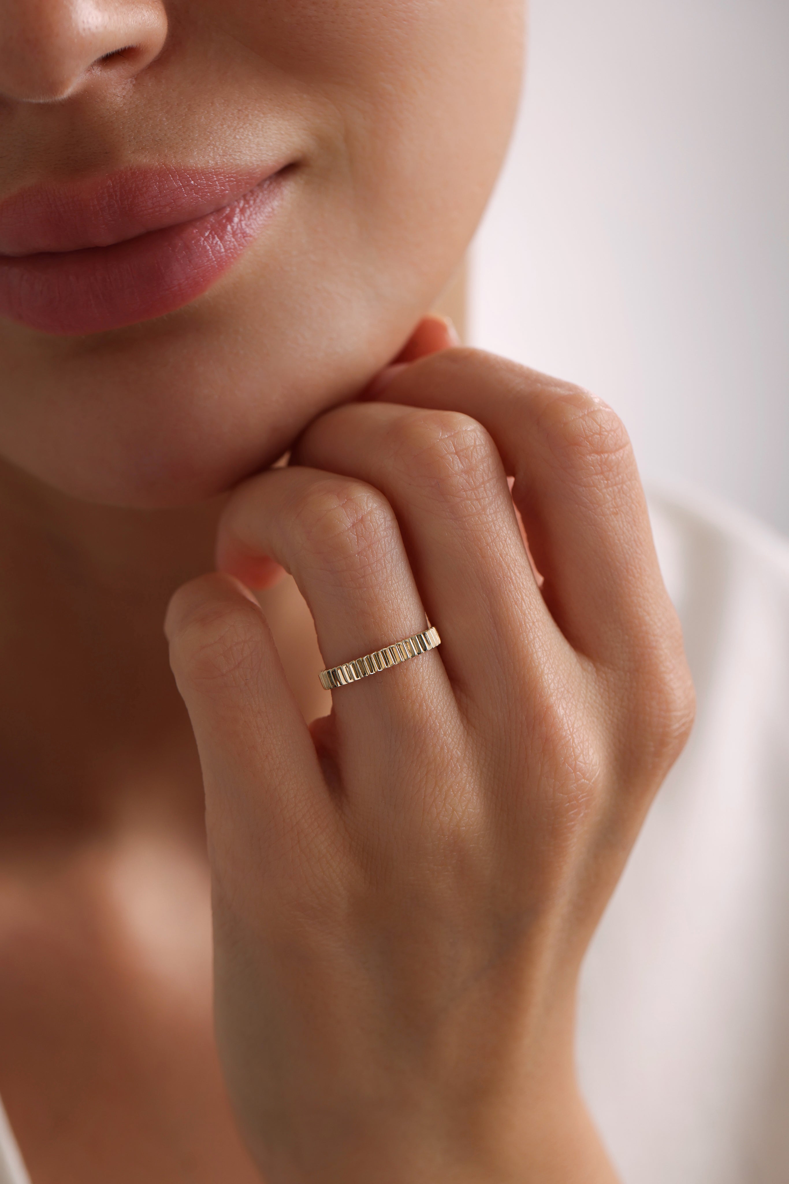 14k Gold Fluted Design Band Ring