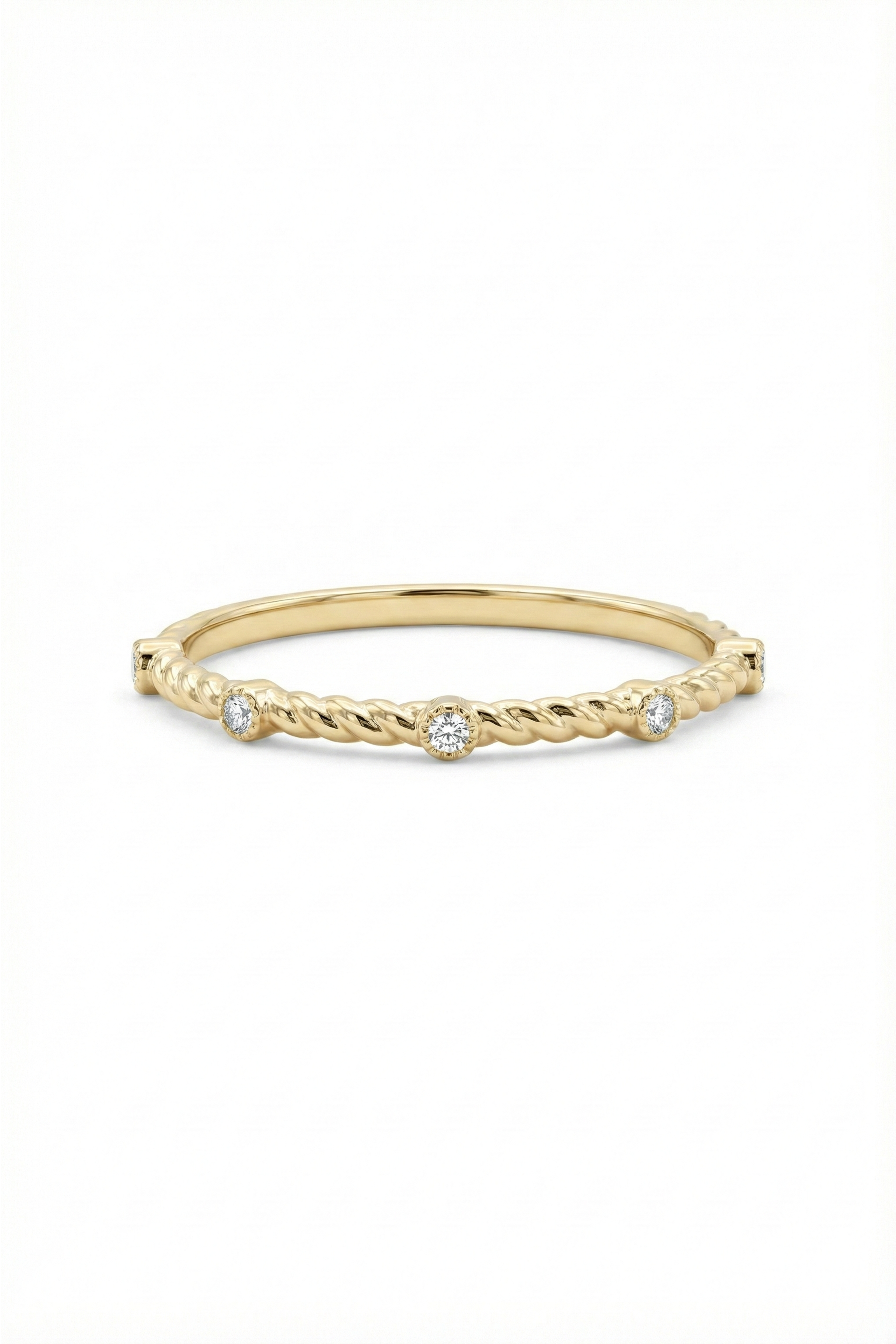 14k Gold Textured Diamond Band with Five Stones