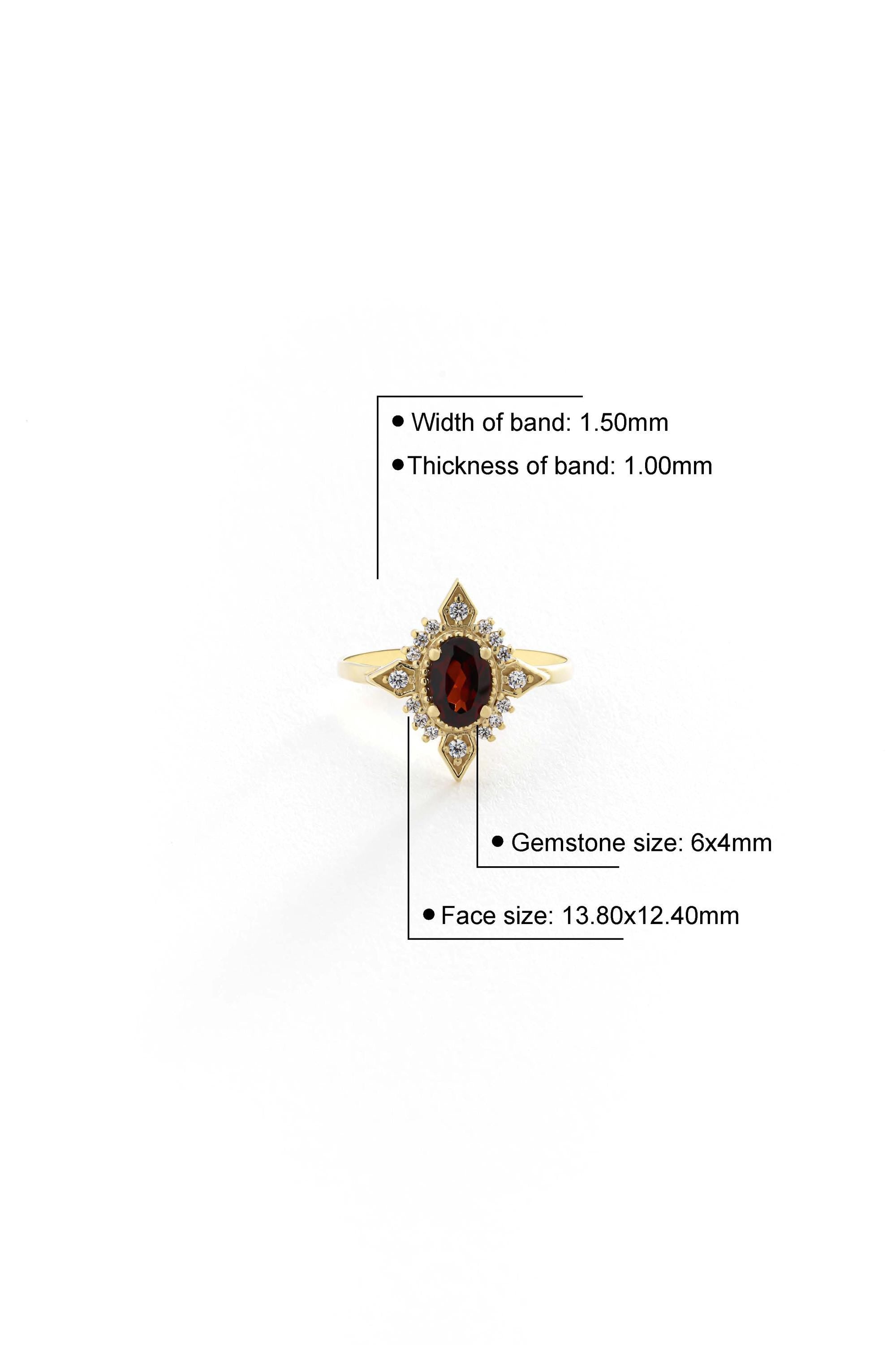 14K Gold Garnet Ring