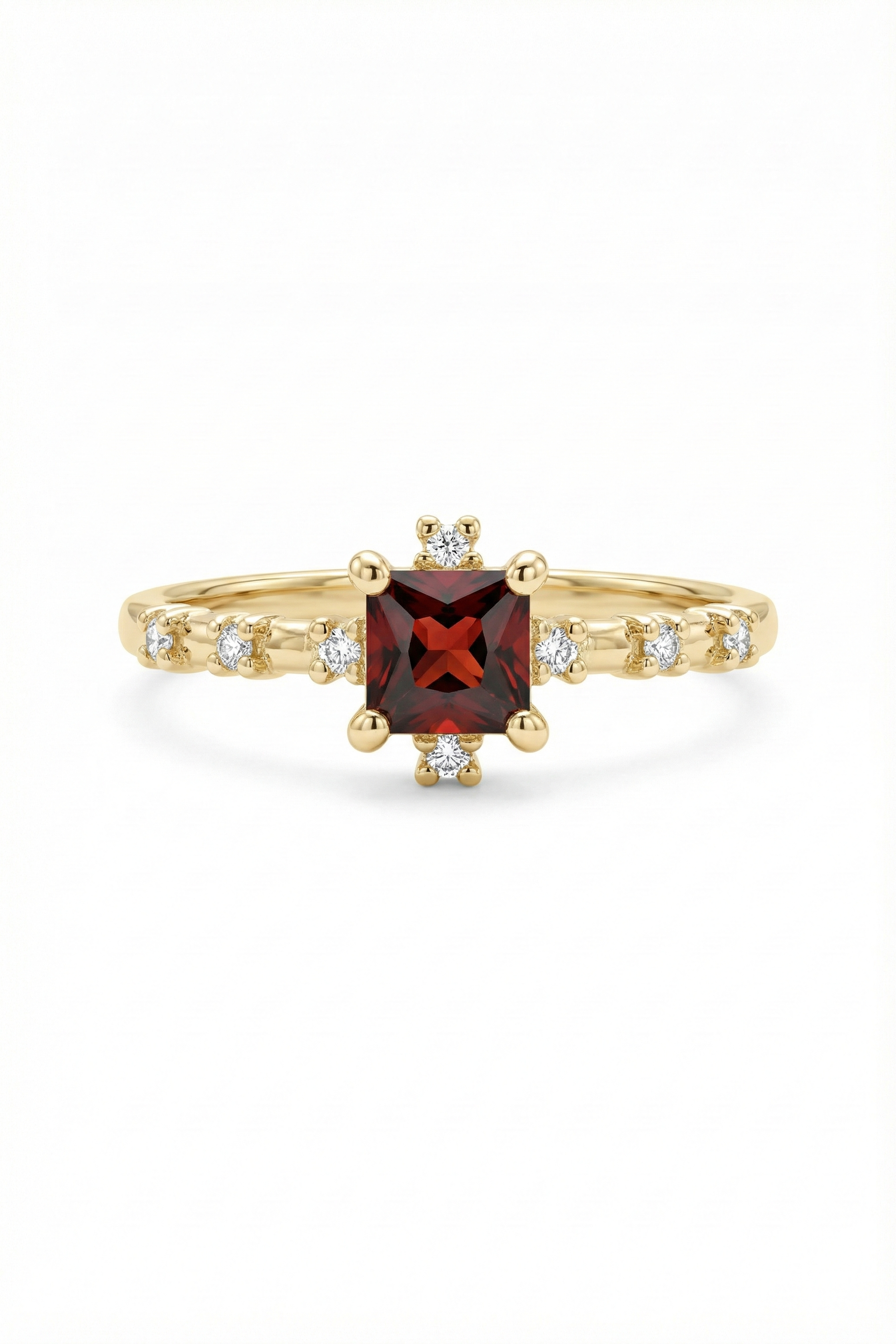14k Gold Garnet Diamond Ring