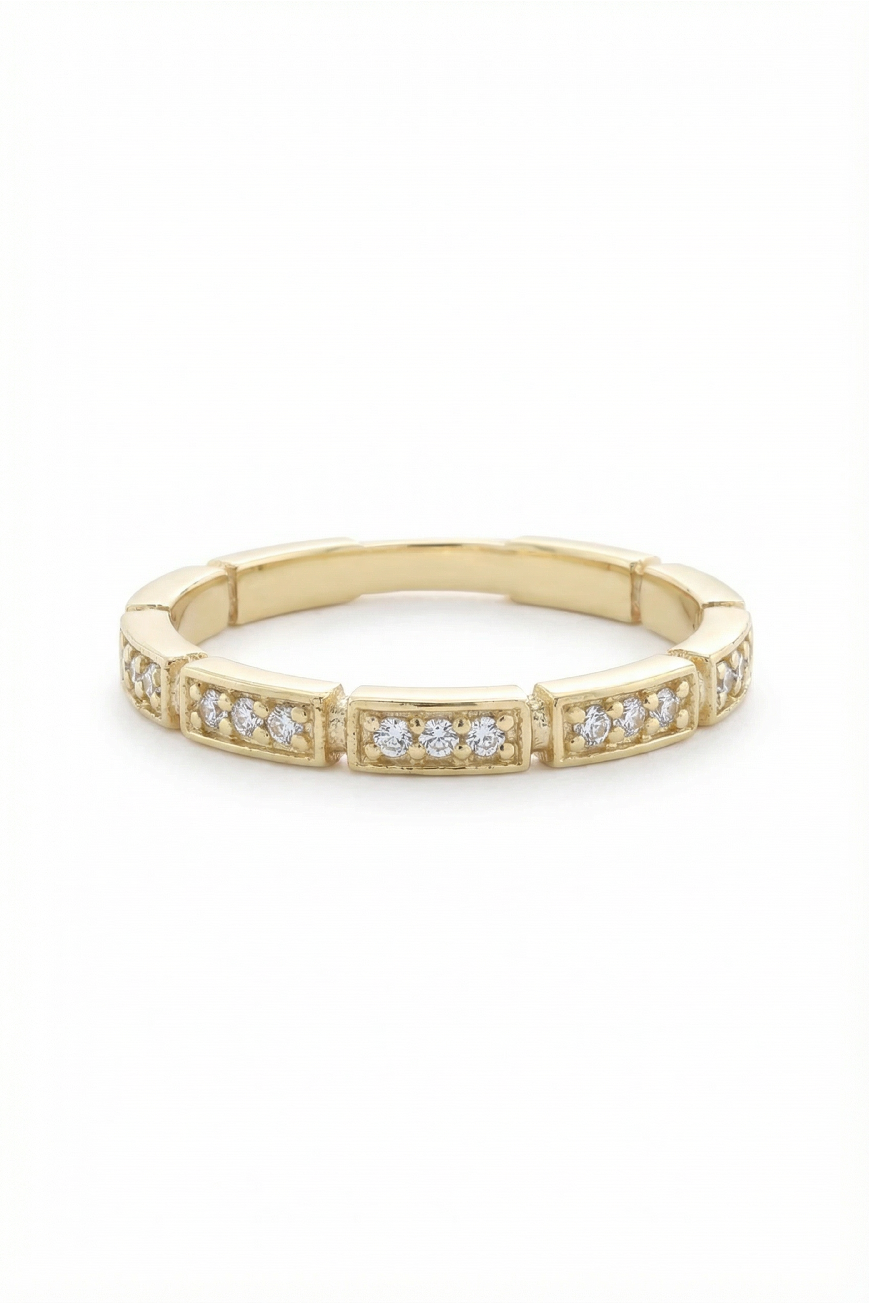 14k Gold Diamond Block Band