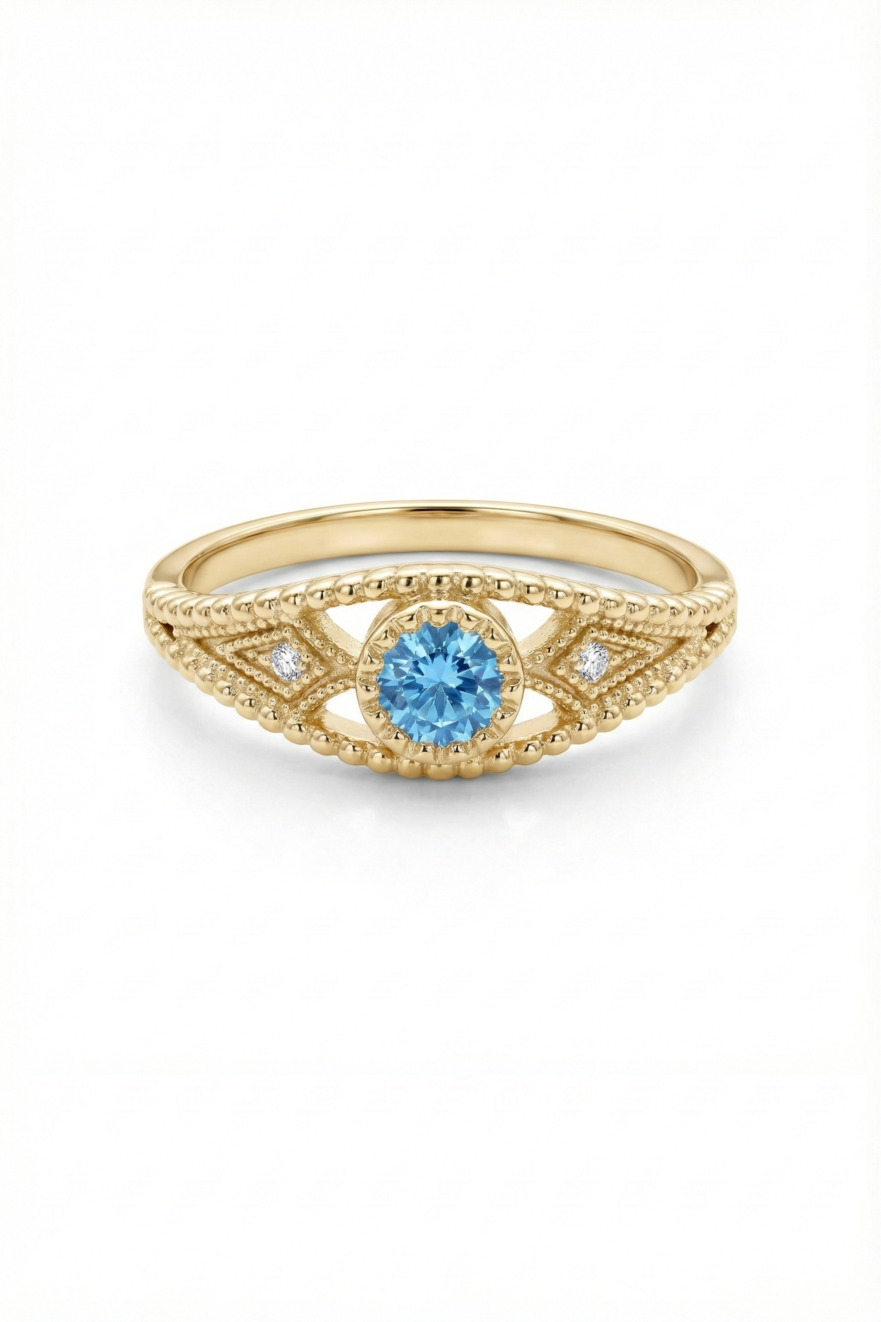 14k Gold Blue Topaz Ring