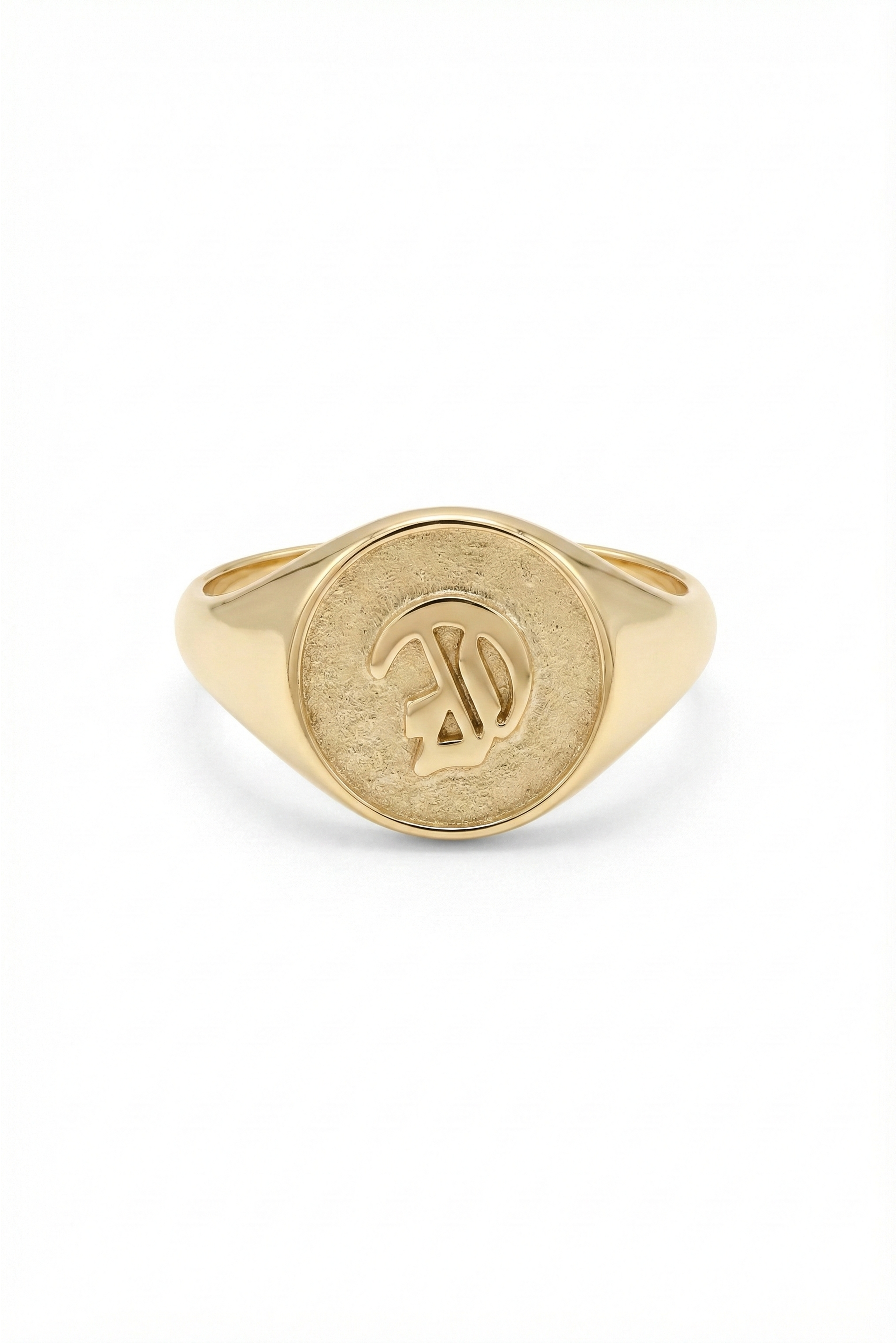 14k Gold 3D Initial Signet Ring