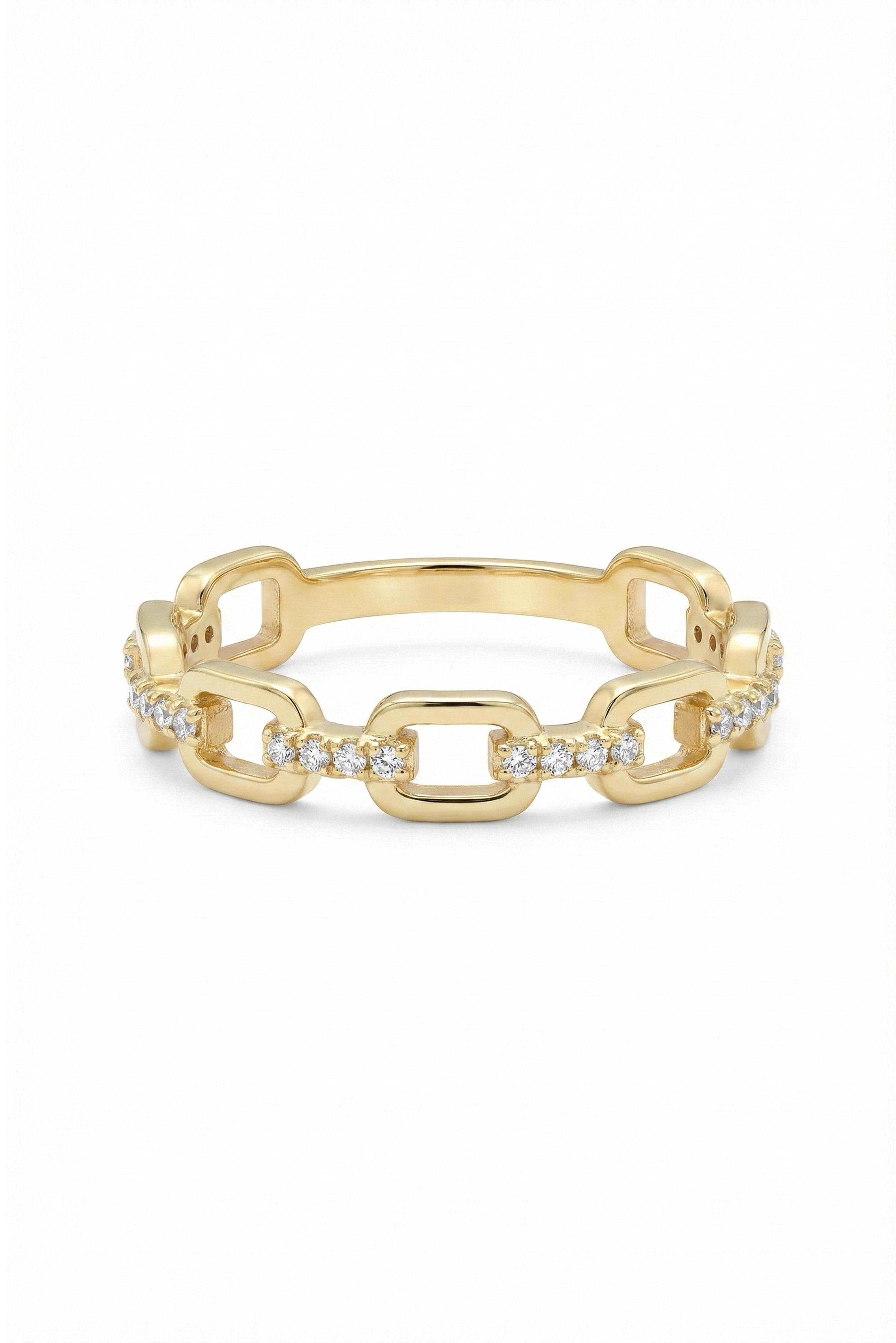 14k Gold Diamond Chain Link Band