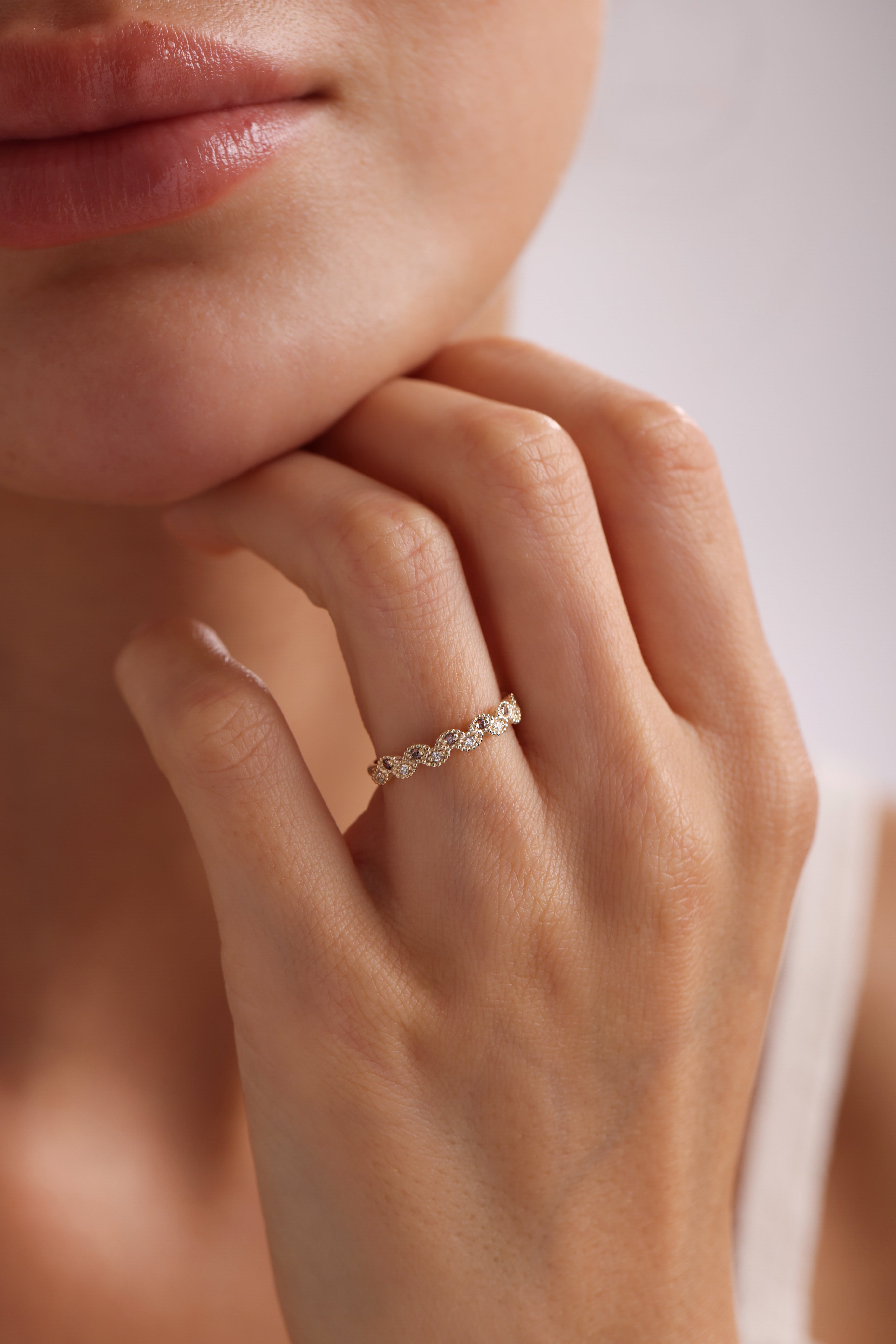 14k Gold Brown Diamond Marquise Band