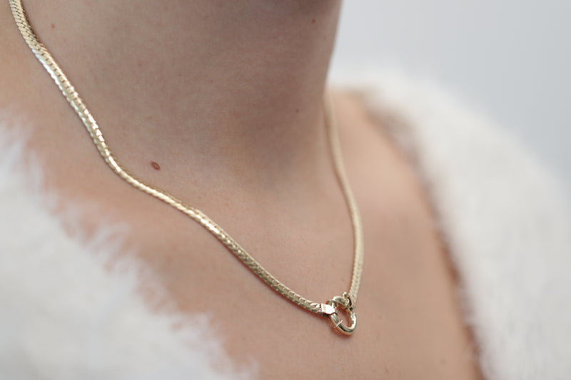 14k Gold Snake Necklace With Bolt Ring Clasp / Handmade Gold Snake Layered Necklace/Gold Snake Chain Available in Gold and White Gold