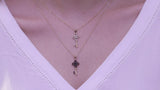 14k White Diamond or Black Diamond Gold Key Necklace