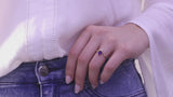 14k Genuine Amethyst With Diamond Ring / February Birthstone