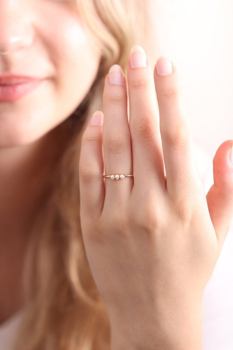 14k & 18k Gold Pearl Ring / Handmade Gold Pearl Ring