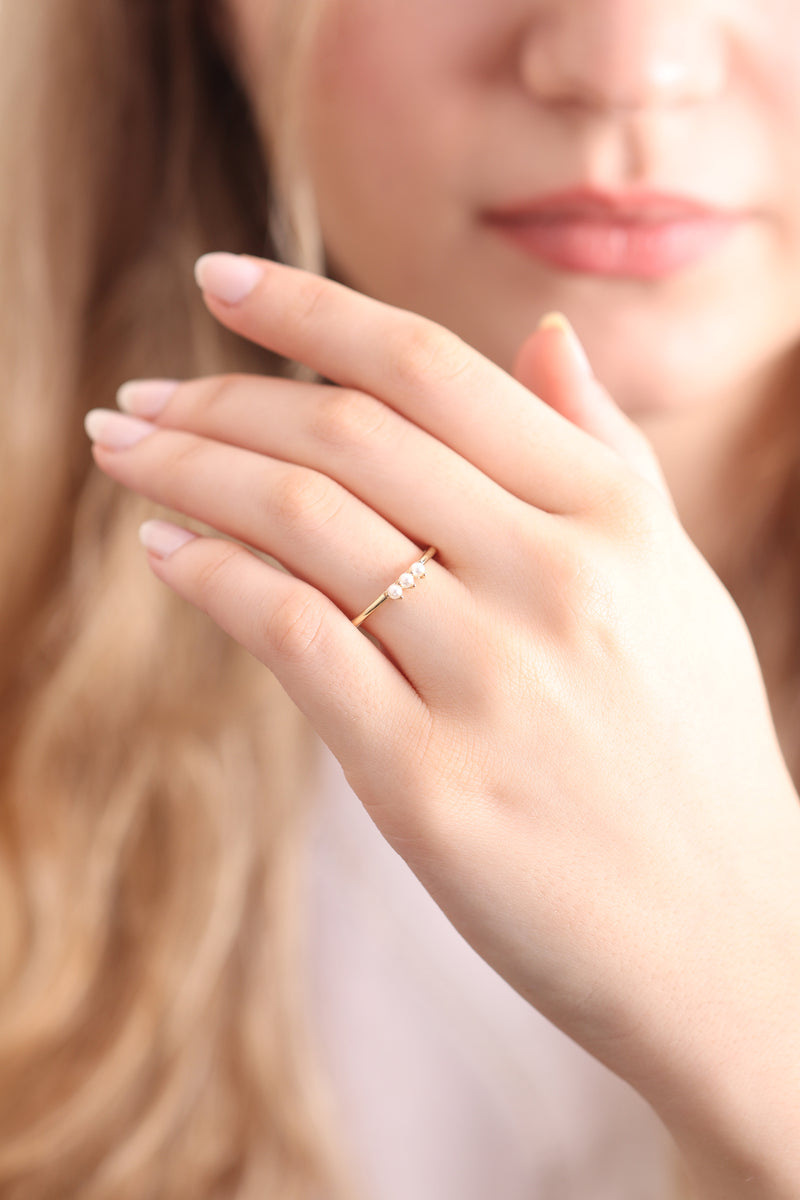 14k & 18k Gold Pearl Ring / Handmade Gold Pearl Ring