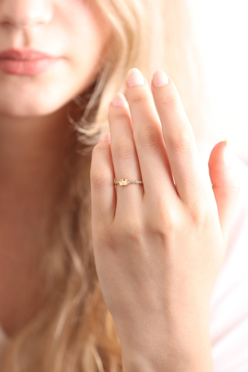 14K 18K Gold Diamond Elephant Ring/Handmade Gold Diamond Elephant Ring