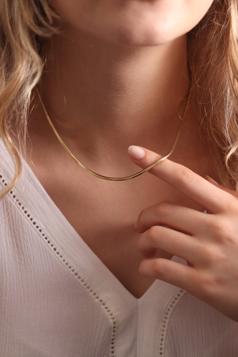 14k Gold Snake Necklace / Handmade Gold Snake Necklace