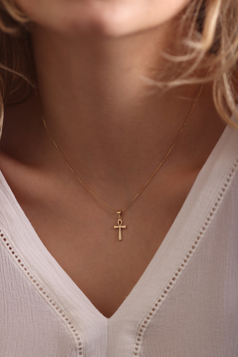 14k Handmade Gold Cross Necklace / Cross Necklace