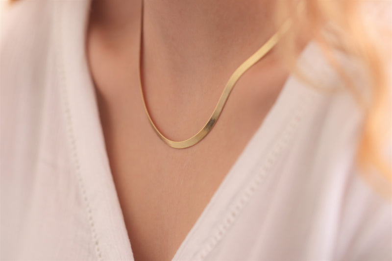 14k Gold Herringbone Necklace / Handmade Herringbone Necklace