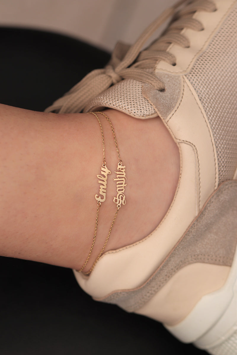 14k 18k Gold Name Anklet / Handmade Gold Custom Name Anklet
