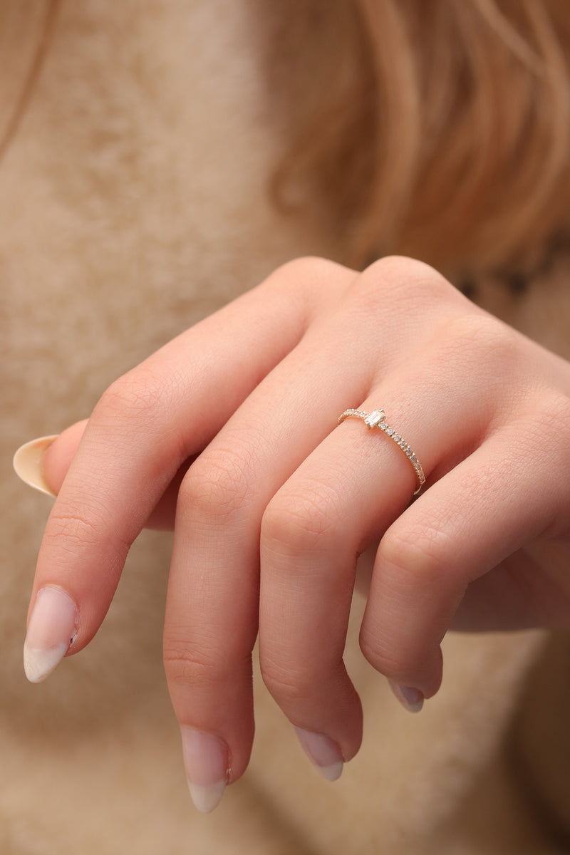 14k & 18k Half Eternity Baguette Diamond Ring