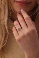 14k & 18k Genuine 5MM London Topaz With Diamond Ring