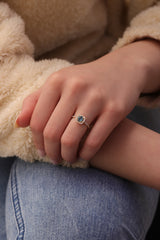 14k & 18k Genuine 5MM London Topaz With Diamond Ring