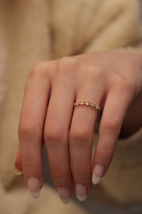 14k & 18k Gold Crown Diamond Ring / Handmade Gold Crown Diamond Ring