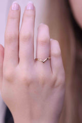 14k Gold Chevron Ring / Handmade Gold Flat Chevron Ring