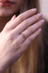 Gold Star Ring / Handmade Star Ring / Stacking Ring / 14k Gold Evil Eye Ring