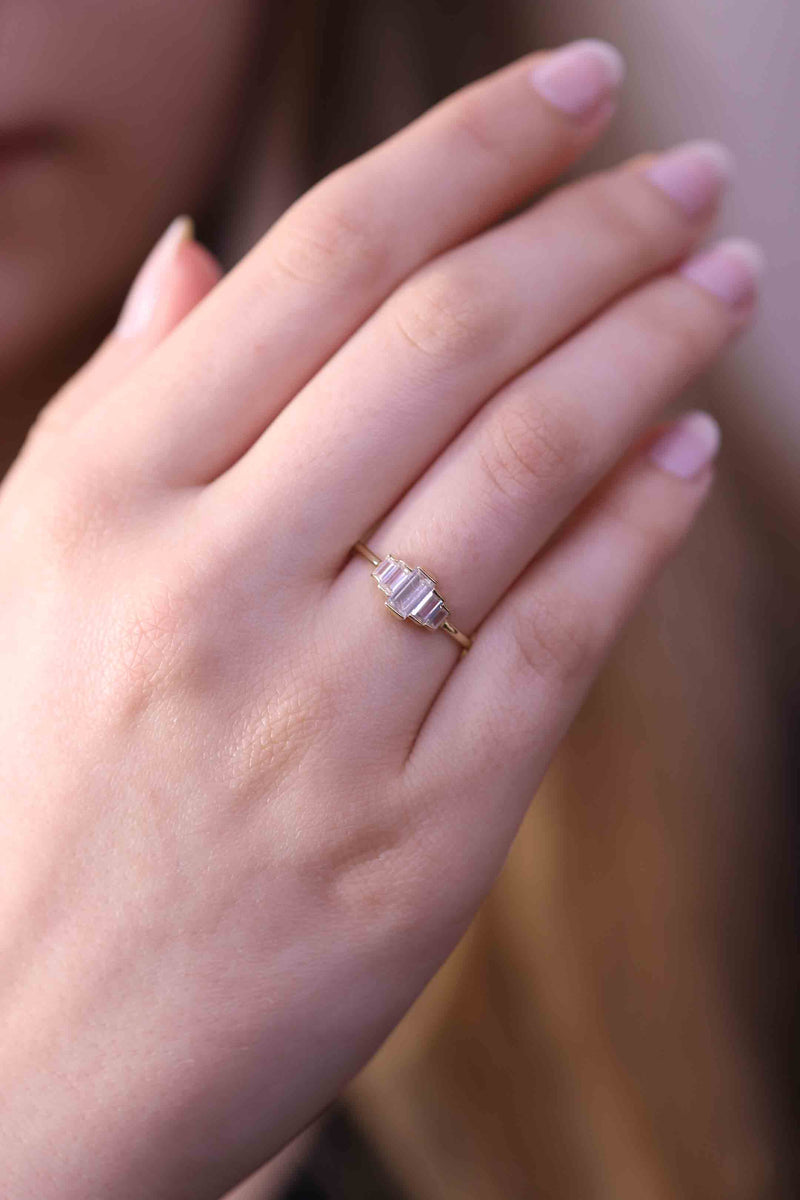 Baguette Diamond Wedding Ring / Hand-made Baguette Diamond Ring