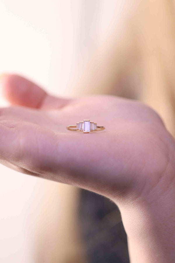 Baguette Diamond Wedding Ring / Hand-made Baguette Diamond Ring
