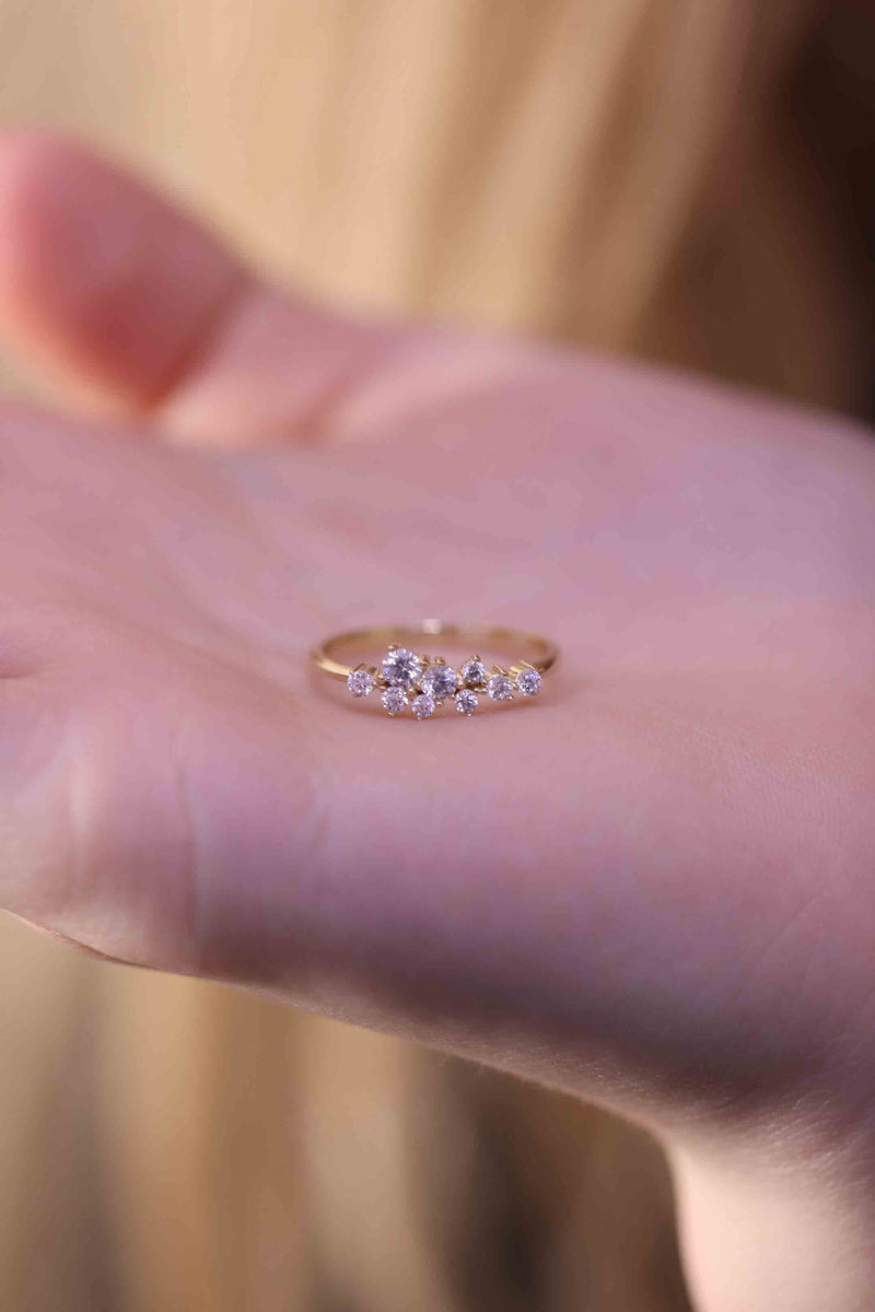 Diamond Stackable Ring / Diamond Wedding Band / 14k Gold Minimalist Ring