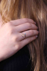 Gold Clover Ring / Gold Four Leaf Ring / Handmade Good Luck Ring / Stacking Ring