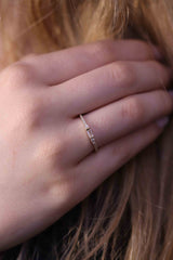 Round Baguette Diamond Band / Half Eternity Diamond Ring / 14k & 18k Gold Minimalist Ring