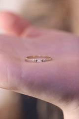 Round Baguette Diamond Band / Half Eternity Diamond Ring / 14k & 18k Gold Minimalist Ring