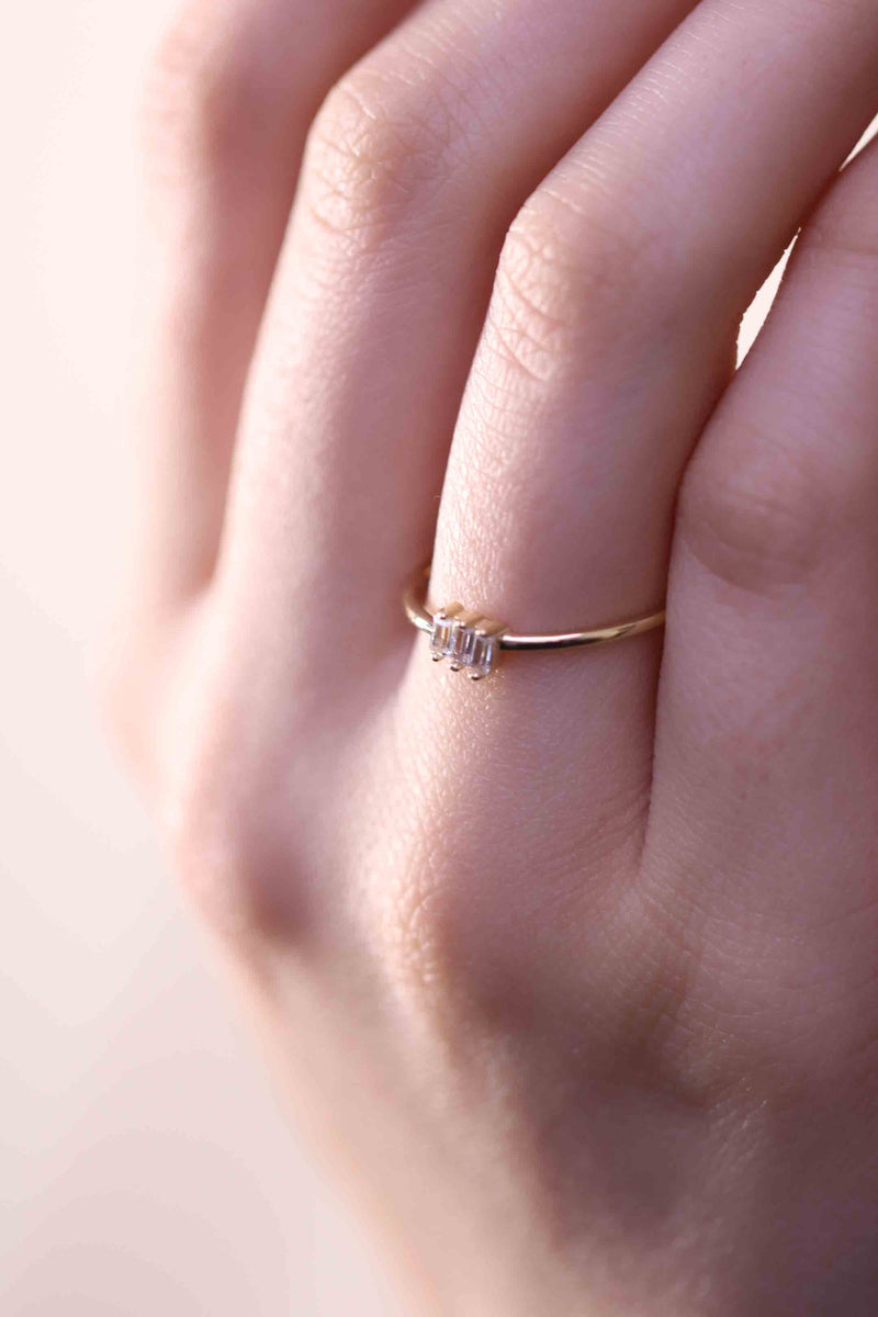 Baguette Diamond Ring / Hand-made Baguette Diamond Ring / Diamond Ring