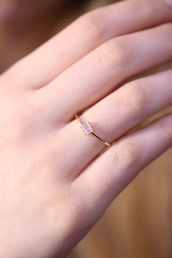 Baguette Diamond Ring / Hand-made Baguette Diamond Ring / Diamond Ring
