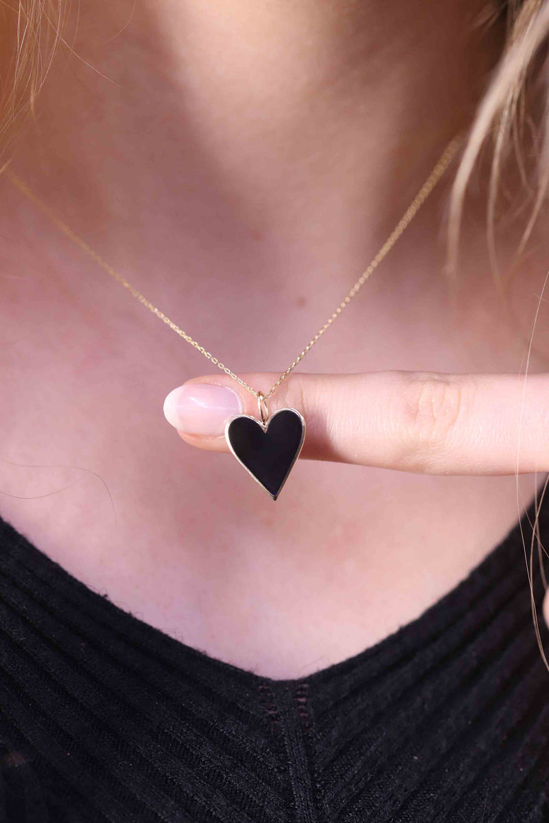 Goldiwala Stylish Black Heart Necklace| Silver Chain | Silver Necklace |  With | AD Stone Silver-Plated Layered Necklace| For Women/Girls