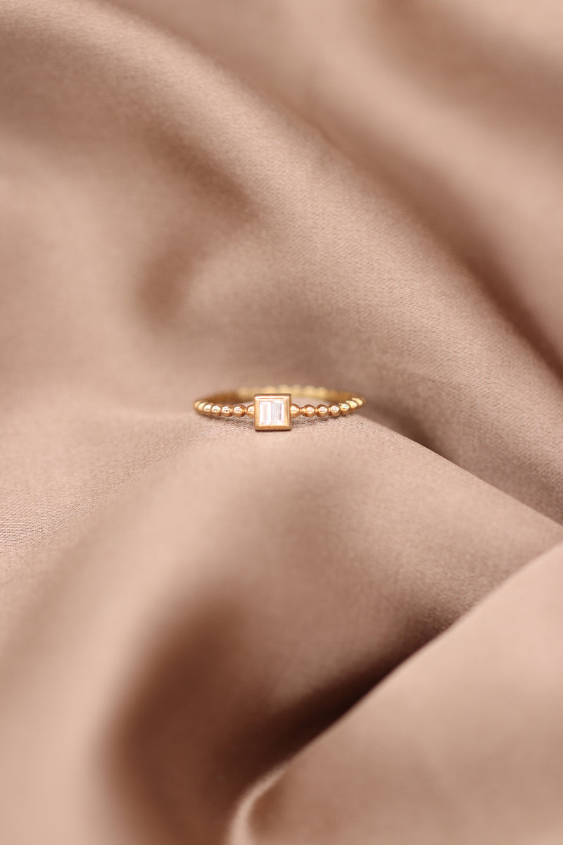 14K Hand-made Baguette Diamond Ring