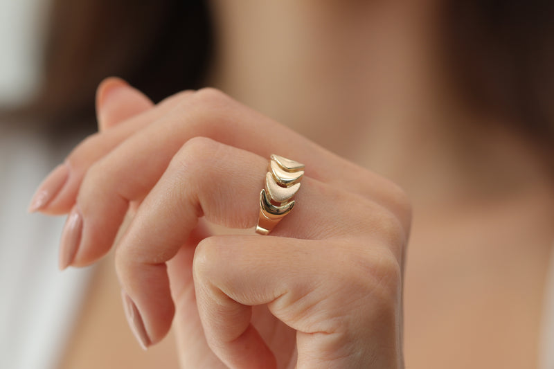 18k 14k Moon Gold Ring/ Handmade Gold Moon Ring/ Statement Ring/Minimalist Ring/ Stacking Ring Available in Gold, Rose Gold and White Gold