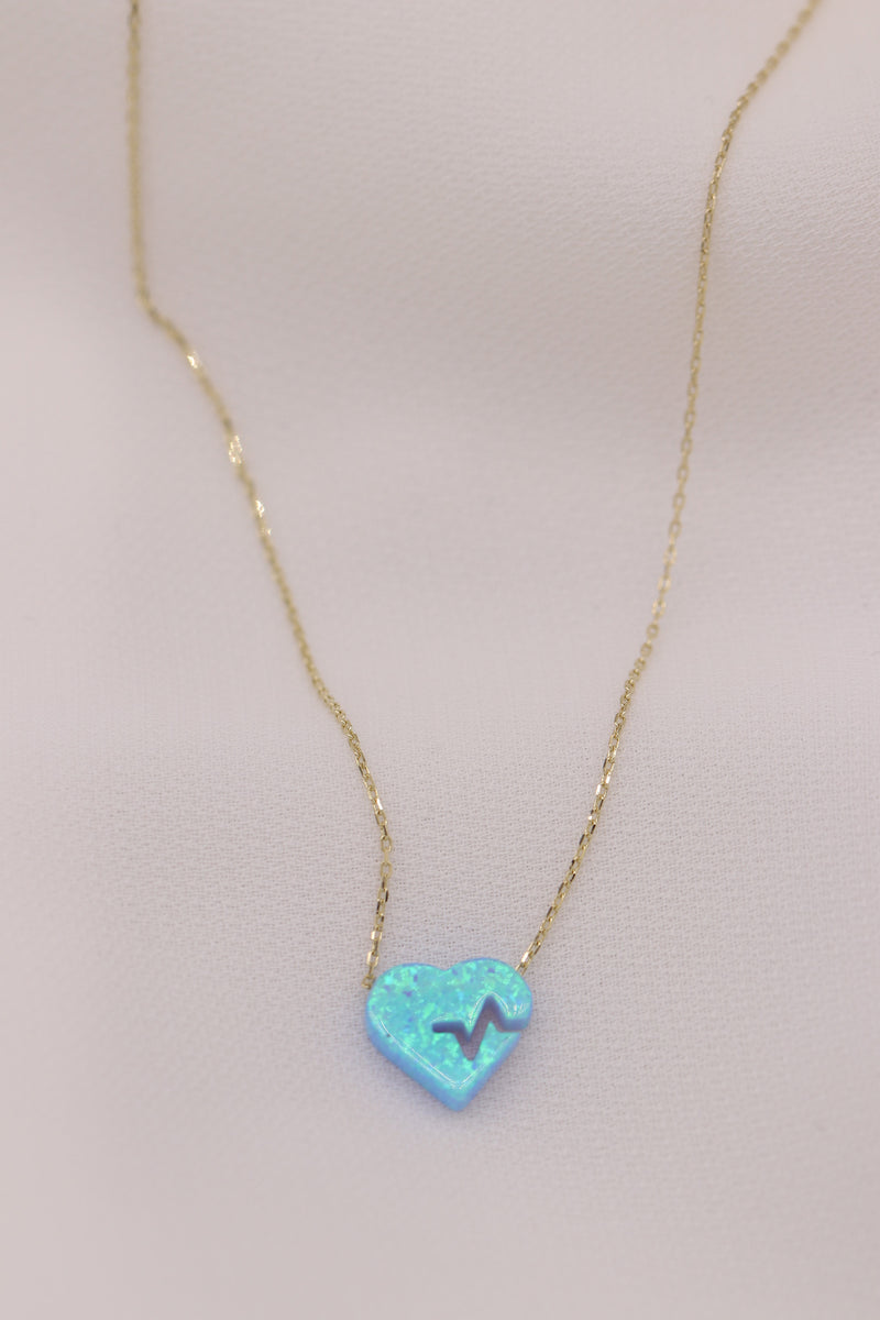 14k Gold Opal Heart Necklace