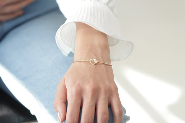 14k 18k Gold Solid Round Hearts Bangle/Minimalist Hearts Bracelet/Handmade Gold Hearts Bangle Bracelet/Available in Gold, Rose ,White Gold