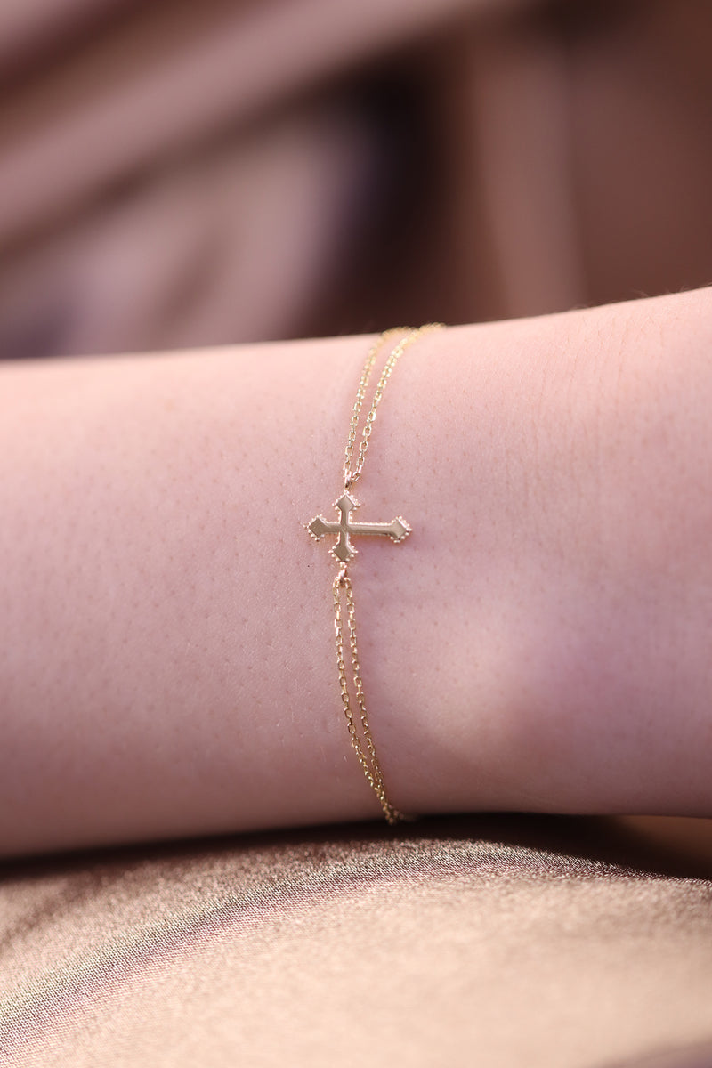 14k Gold Cross Bracelet