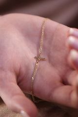 14k Gold Cross Bracelet