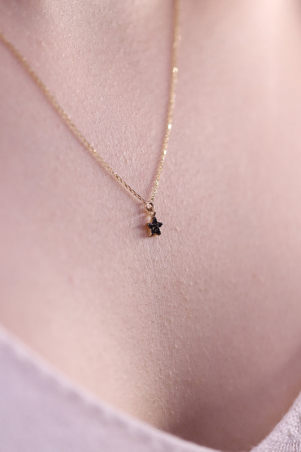 Black Diamond Tiny Star Necklace
