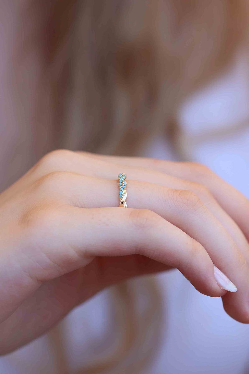 14k Turquoise Gold Ring / Handmade Turquoise Ring