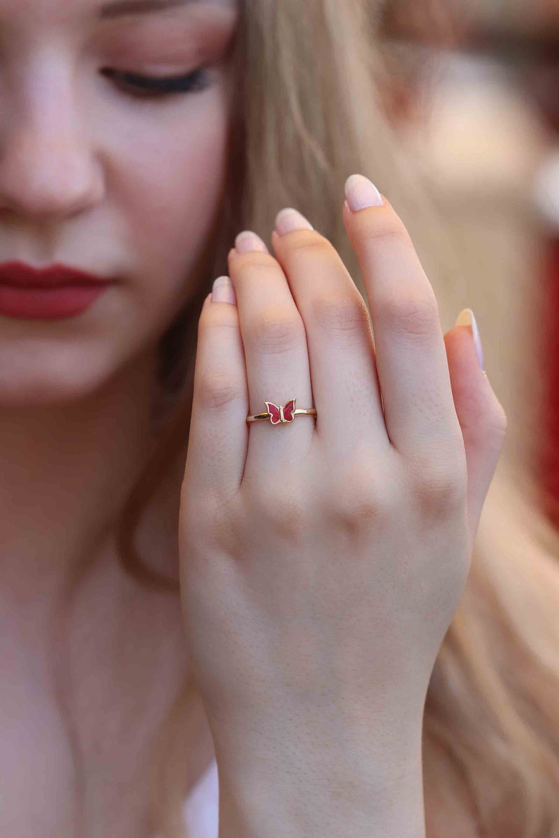 14k Gold Butterfly Ring / Handmade Butterfly Ring