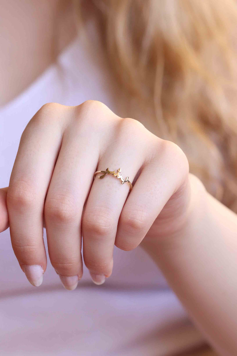 18K Gold Arabic Ring, Dainty Arabic Love Ring, Delicate Arabic Ring | eBay