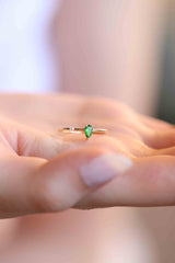 14k Handmade Natural Emerald Ring / Gold Diamond Emerald Ring