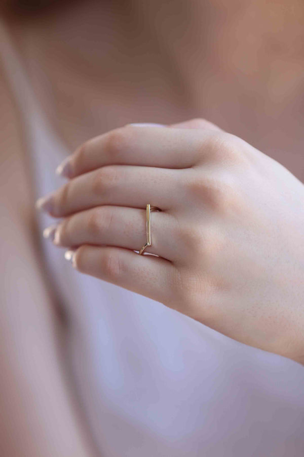 Handmade Flat Signet Ring / 14k Gold Signet Ring