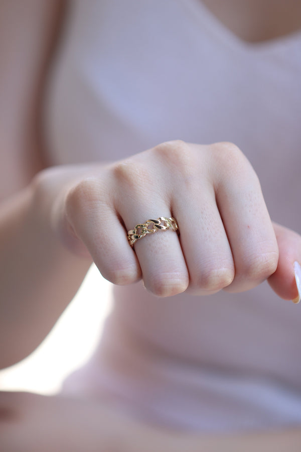 Thick Gold Chain Ring / Handmade Chain Ring