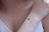 Gold Initial with Beads Bracelet / Handmade Gold Letter with Beads Bracelet
